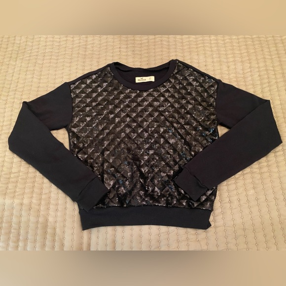 Hollister black sequin sweatshirt size xs - Picture 1 of 6